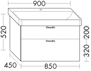 FORMAT Design WT-Unterschrank WVGB 850x520x450mm, E D Flan, 1 Lade/1 Ausz.