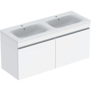 Geberit Doppelwaschtisch-Set Renova Plan 130x62,2x48cm, Kor/Fr. w hochgl., WT we.