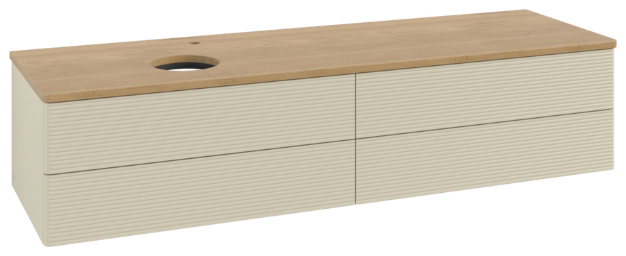 Artikelbild 1 des Artikels „V&B WTU m F-Struktur -Beleuchtung Antao 160x50cm, HL, WBP hon. Oa, si Gr m Lac Waschbeckenplattenfarbe honey oak | silk grey matt lacquer“