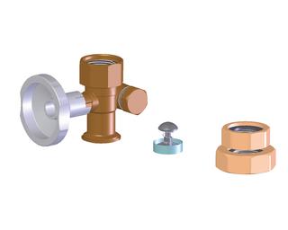 FL Dreiwegekugelhahn 1 1/4" IG, Abgang rechts 3/4", für RL UK/MK