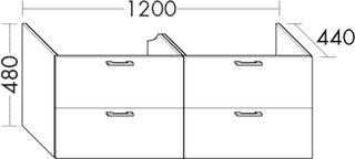 Burgbad Waschtischunterschrank Diago 120x48x44cm, dg Um, 2 Schubl/2 Ausz.
