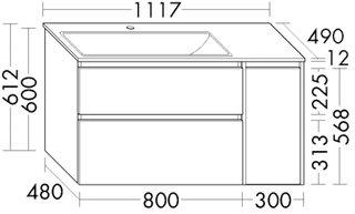 Burgbad Keramik-WT US-Set Accura 111,7x61,2x49cm, 1 T, Echth, 1 L/AZ