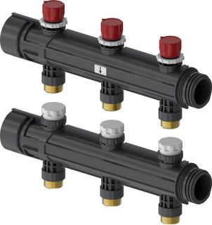 Uponor Verteilersegment Magna mit Ventil, 3x3/4 Eurokonus