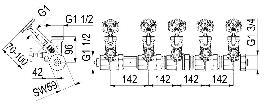 Artikelbild 2 des Artikels „Schlösser ATV-Verteiler 5-fach, DN 25, G 1 1/2x1 1/2, ohne Rinne 5-fach | DN 25, G 1 1/2 x 1 1/2“