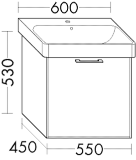 Burgbad Osera Waschtisch-Unterschrank 55x45x53cm, 1 Ausz., mar Dekor Trüffel