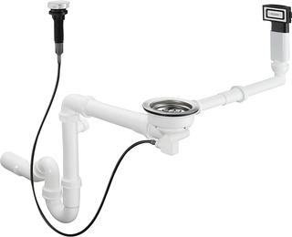 hansgrohe Ab- u. Überlaufgarnitur D16-11 autom., für Einzelbecken Granit, chrom