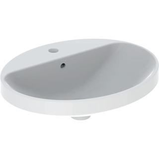 Geberit Einbau-Waschtisch VariForm 55x45cm, m Hahnloch, m ÜL, oval, weiß