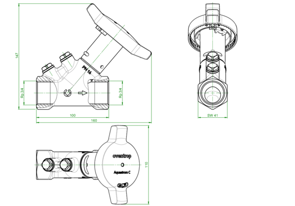 Artikelbild 2 des Artikels „Oventrop Strangreg.-Vtl. Aquastrom C DN 25, Rp 1, beids. IG, Siliziumbronze DN 25, Rp 1“