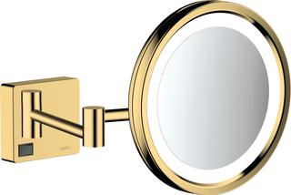 hansgrohe Rasierspiegel AddStoris m LED, Wandmontage, polished gold optic