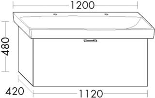 Burgbad Waschtischunterschrank Diago 112x48x41cm, 1 Ausz., Tr. RAL-Farbe Matt
