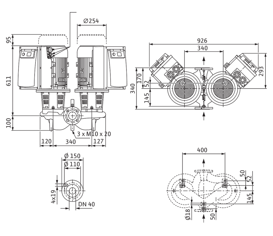 Artikelbild 4 des Artikels „Wilo Trockenläufer-Energiespar-Doppelp. CronoTwin DL-E 40/170-5,5/2-S1,DN40 “