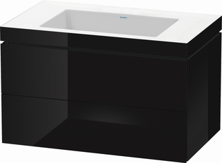 DU WTU L-Cube mit Vero Air 500x800x480mm o.HL,2 SchKa,Schwarz Hochglanz ES Nussb