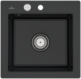 V&B bündige Spüle Subway 50 S Flat m Abl.garn, Exzenter, pure black