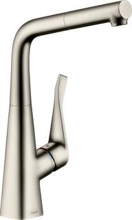 hansgrohe SPT-EHM 320 Metris M71 m Ausziehauslauf, 1jet, Edelstahl-Optik