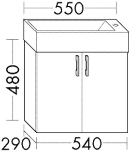 Burgbad Waschtischunterschrank sys30 54x48x29cm, 2 Türen, Diago