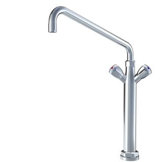 KWC Spültisch-Zweigriff-Armatur GASTRO A 450mm, vc, Schwenka. 360G, Säule, Entl