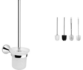 ASW Toilettenbürstengarnitur Serie 5000 St. MS vc/Bürste w, Guss vc, Opalgl. rd