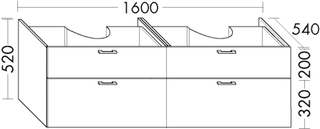 Burgbad Waschtischunterschrank sys30 160x52x54cm, Echo, 2 Schubladen/Auszüge