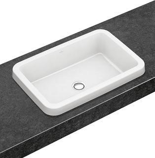 V&B Einbauwaschtisch Architectura 61,5x41,5cm, eck, o HLB, m ÜL, weiß