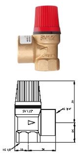 HG-TEC Sicherheitsventil Messing roh 2.5 bar 1/2" x 3/4"