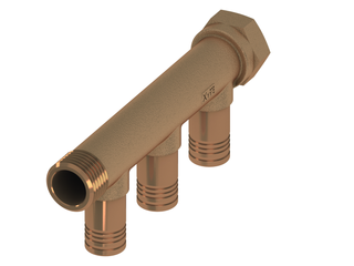TECE Universal-Verteiler TECElogo Push 20mmx3/4", 3-fa., Rotguss/Siliziumbronze