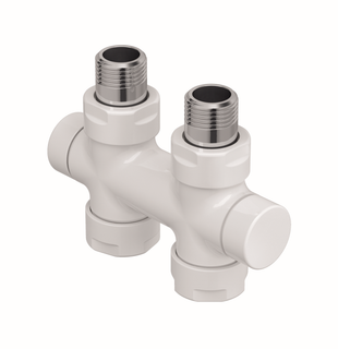 Zehnder Hahnblock S 50mm Durchgangsform, weiß