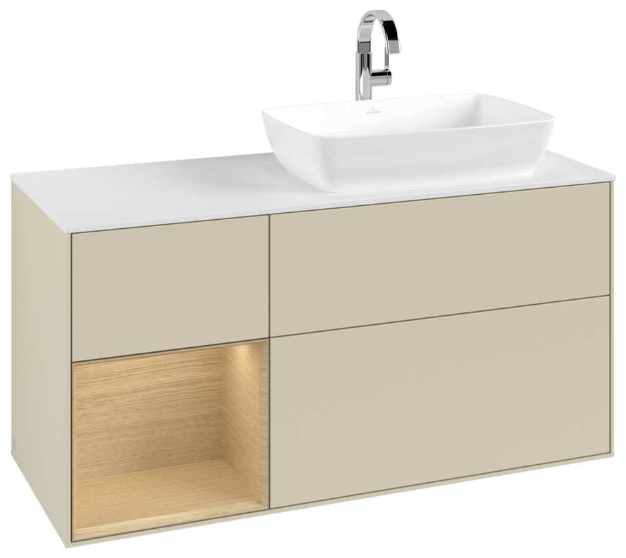 Artikelbild 2 des Artikels „V&B Waschtisch-Unterschrank Finion 120cm, Pl wh. m, Reg Oa ven, si Gr m Lac Regal Oak Veneer | silk grey matt lacquer“