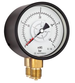 AFRISO Rohrfeder-Differenzdruckmanometer RF100Dif 0/10bar G1/2B rad Kl.1,6 D301