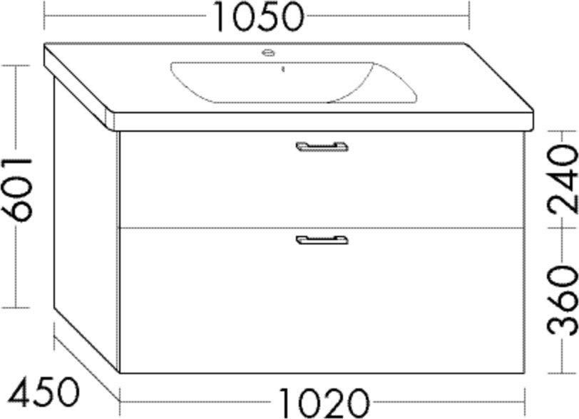 Artikelbild 1 des Artikels „Burgbad Waschtischunterschrank Diago 102x60,1x45cm, 1 Lade/1 Ausz., sw hgl schwarz Hochglanz“
