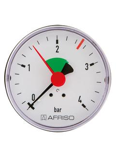 AFRISO Heizungsmanometer HZ 63 0/4bar 3/8 m.PTFE ax rote Marke 2,5bar