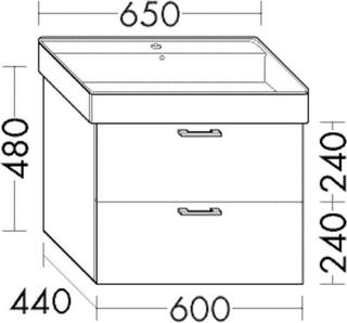 Burgbad Waschtischunterschrank Diago 60x48x44cm, 1 L/1 Ausz., Tr. RAL-F. ma