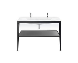 Duravit Möbelwaschtisch-Kombination c-bonded XViu 120 x 48 x 85 cm, mit Metallkonsole, schwarz matt