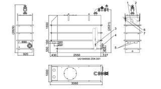 KSB Vorbehälter mit freiem Auslauf Vges 2000 l, Vnutz 1850 l, DN 125, 96