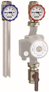 Flamco Pumpen-Armaturengruppe DN 25, G 1 IG, m 2 ÜM, MS vernickelt