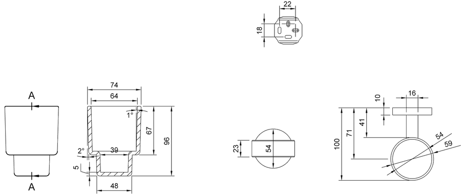 Artikelbild 3 des Artikels „V&B Glashalter Elements Tender 74x96x100mm, Glas satiniert, matt black matt black“
