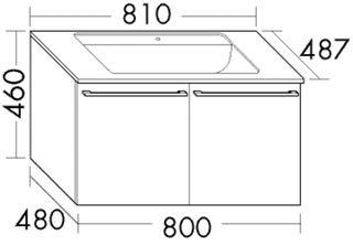 Burgbad Mineralguss Waschtisch-Unterschrank-Set Bel 81 x 46 x 48,7 cm, 2 Türen