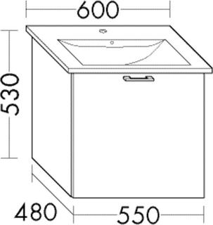 Burgbad Waschtischunterschrank Diago 55x52x48cm, dunkelgr. Ultram., 1 Auszug