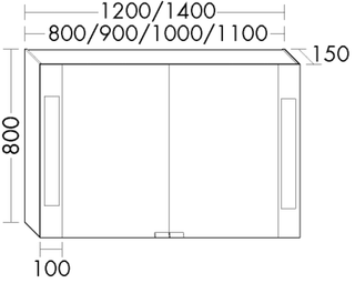 Burgbad Spiegelschrank rc40 110x80x15cm, lac m, m vert LED, LED-WT