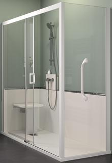 Kinedo Kinemagic Access 130x75 Ecke Halb Schiebetür Einhebelm. 1HGriff KGlas