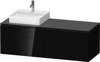 DU Konsolen-WTU wh L-Cube 550x1400x482mm Schwarz hgl. 2 AZ 2 Schubk. ES Ah be