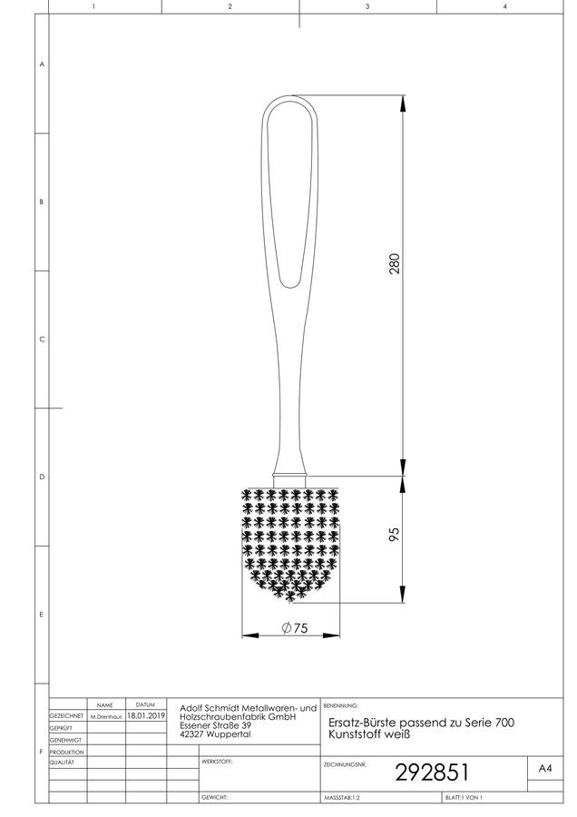 Artikelbild 2 des Artikels „ASW Ersatzbürste Serie 700 Borst. we., St. Kunstst. we. z KS-Becher Borsten weiß“