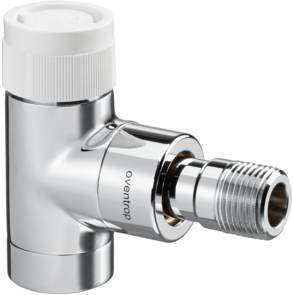 Oventrop Thermostatventil Baureihe E Eck, DN 15, Messing, Edelstahl-Design