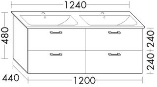 Waschtischunterschrank Diago 2 Schubladen/2 Auszüge