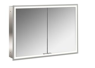EMCO Unterputz-Lichtspiegelschrank prime 1000x730mm, 2-türig, aluminium/weiss