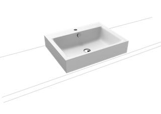 Kaldewei Aufsatz-Waschtisch PURO 3157 60x46cm, 1 Hahnl., sw, P-E, alp-we matt