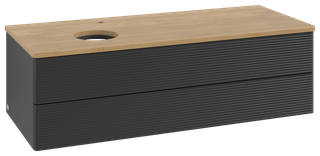 V&B WTU m F-Struktur -Beleuchtg. Antao 120x36x50cm, HL, WBP hon. Oa, bla m Lac