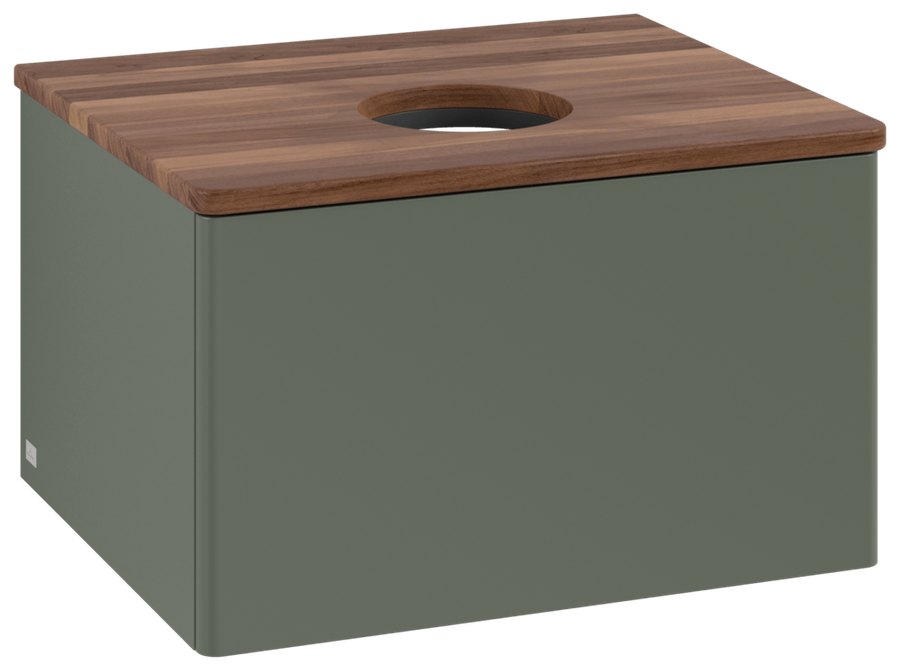 Artikelbild 1 des Artikels „V&B WTU o. F-Struktur -Beleuchtung Antao 60x36x50cm, WBP w. wal, lea gre. m Lac Waschbeckenplattenfarbe warm walnut | leaf green matt lacquer“