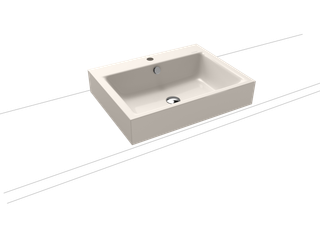 Kaldewei Aufsatz-Waschtisch PURO 3157 60x46cm, 1 Hahnl., we., P-E, pergamon