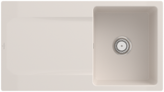 V&B Flächenbündige Spüle Siluet 50 Flat m Ablaufgarnitur, Handbetätigung, crema