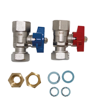 MHG Anschluss-Set Speicher ProCon E 3/4", Kugelhahn, blau/rot